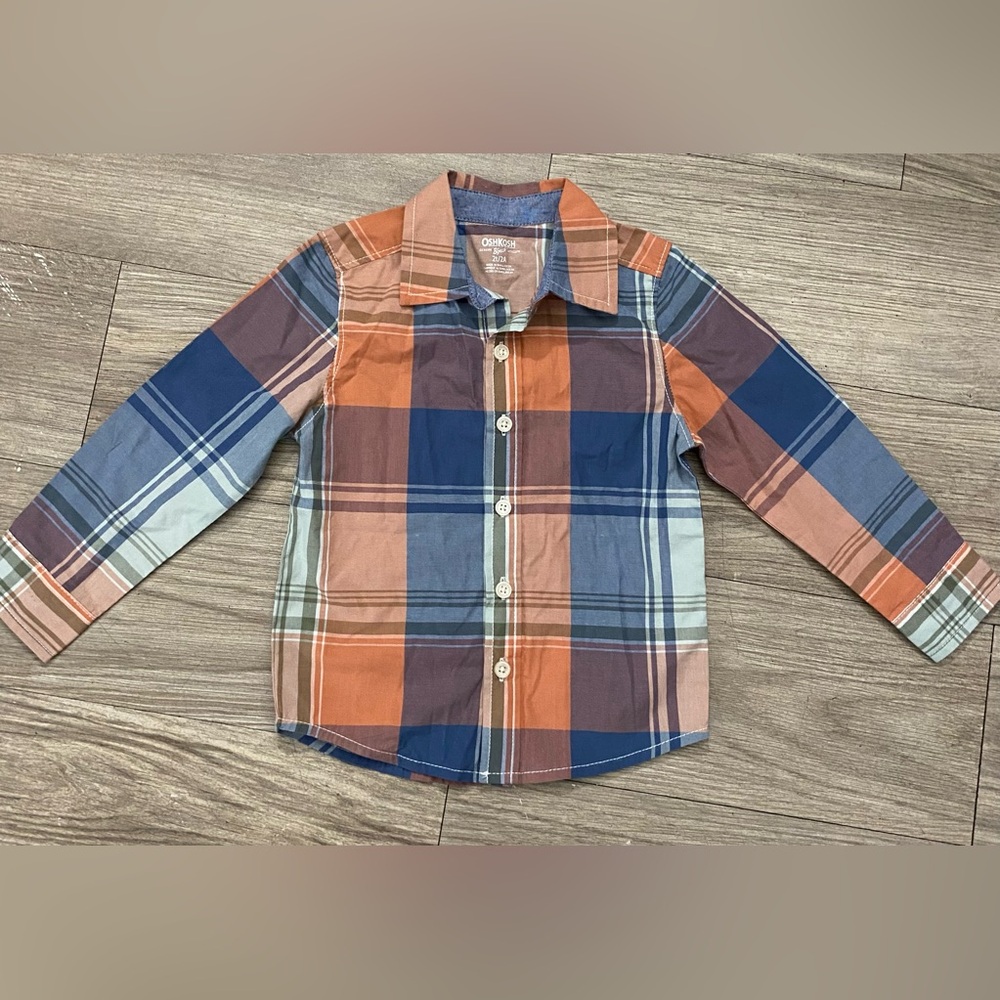 OshKosh B'gosh Orange & Navy Plaid Button-Down Shirt